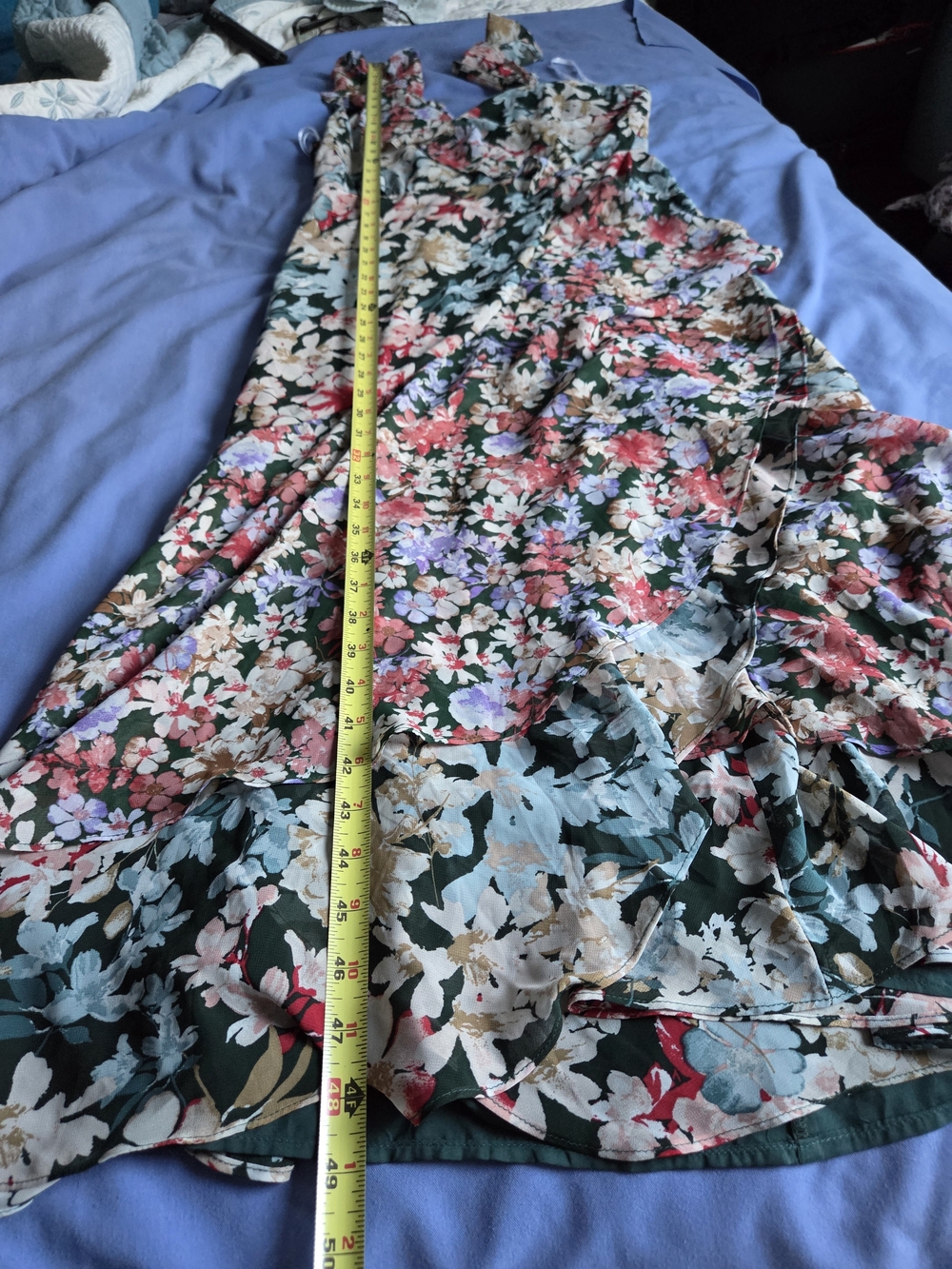 Lulu's Black Multi Floral Ruffle Wrap Maxi Dress - Picture 3 of 6